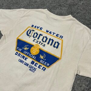 Vintage Yazbek Corona Extra Cabo San Lucas Mexico Graphic T-Shirt Cream Large